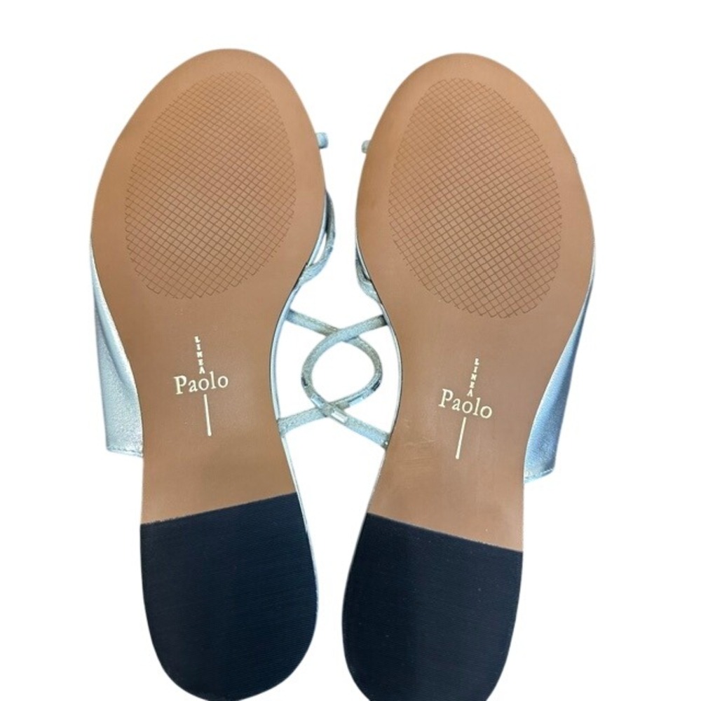 NWT Linea Paolo Lane2-L Silver Micro Suede Crystal Embellished Slide Sandal 8.5 - Picture 5 of 10